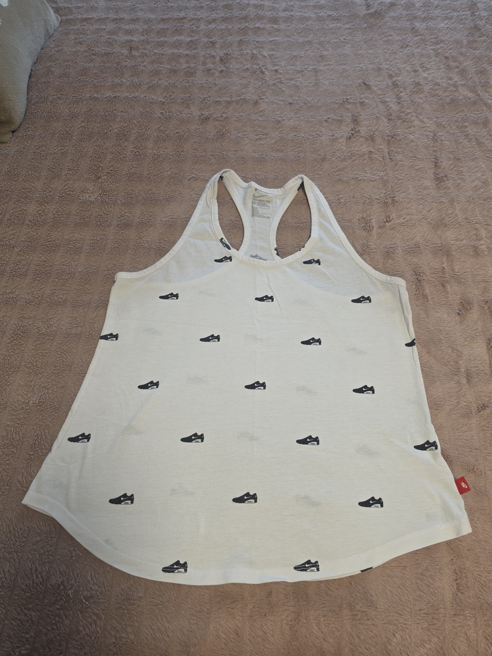 Nike White Racerback Tank with Black Logo Detail